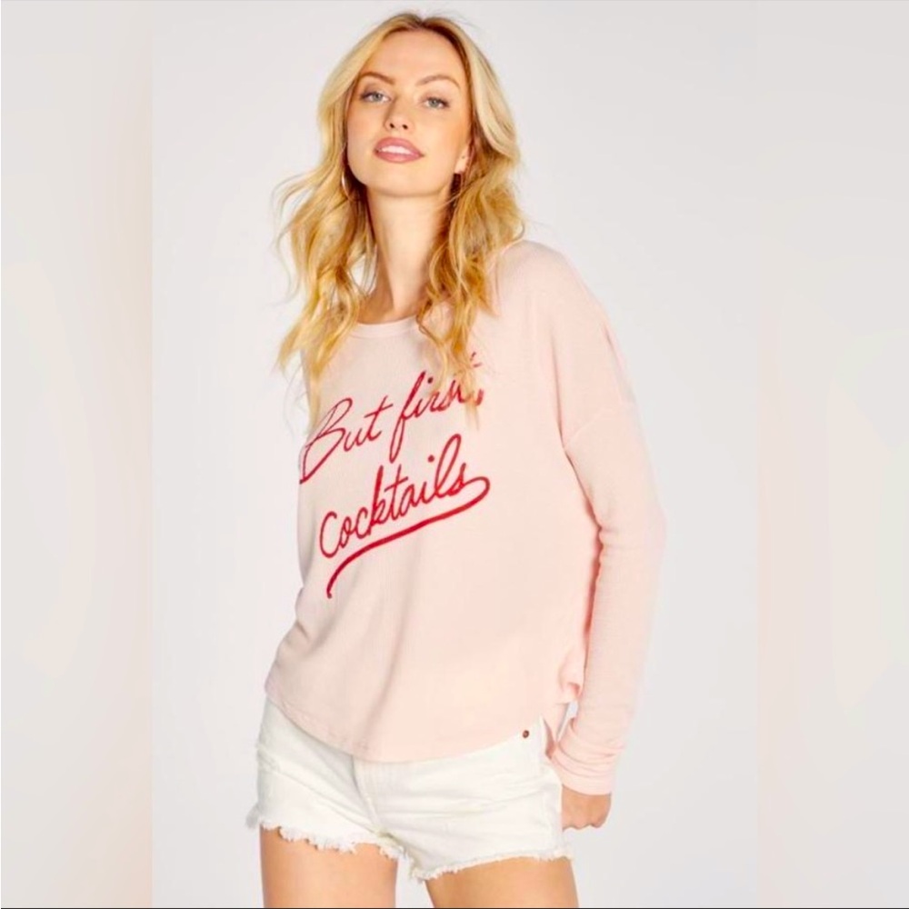 Wildfox Ultra Soft Sweatshirt “But First, Cocktails” - Picture 1 of 5